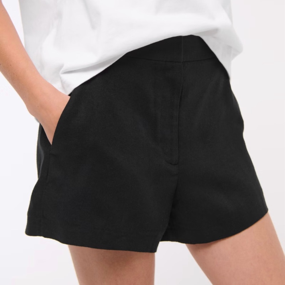 Abercrombie Black Linen Blend Shorts Tailored Size 34 / 18 Lightweight Classic